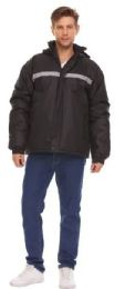 12 Bulk Yacht & Smith Warm Down Thick Insulated Mens Hooded Winter Jacket With Safety Reflector