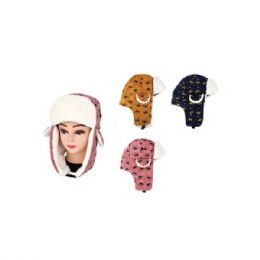36 Bulk Womens Trapper Hat With Lined Faux Fur, Pull On With Ear Flaps