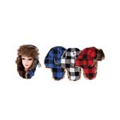 36 Bulk Mens Trapper Hat With Lined Faux Fur, Pull On With Ear Flaps