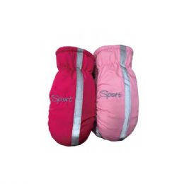 72 Bulk Girl`s Printed Sports Thick Warm Ski Gloves