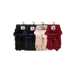 48 Bulk Hat Glove Scarf Set With Faux Fur