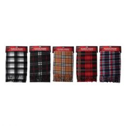 144 Bulk Check Print Winter Fleece Scarf 150 X 25 cm