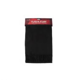 144 Bulk Black Color Winter Fleece Scarf 150 X 25 cm