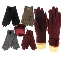 48 Bulk Womens Winter Glove Warm Lined Touch Screen Assorted