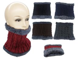 36 Bulk Winter Fleece Lined Knitted Neck Warmer Scarf