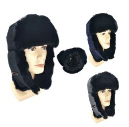 24 Bulk Winter Weatherproof Faux Fur Lined Trapper Hat