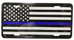 24 Bulk License Plate Blue Line Usa Flag