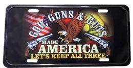 24 Bulk License Plate God, Guns And Guts