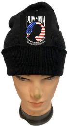 48 Bulk Pow Mia Black Winter Beanie