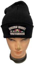 48 Bulk Desert Storm Veteran Black Color Winter Beanie
