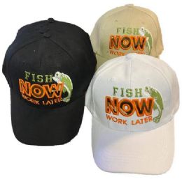 36 Bulk Fish Now Work Later Baseball Hats