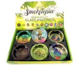 24 Bulk Marijuana Style Glass Ashtray