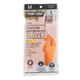 72 Bulk Gloves Firm Grip Orange Medium Stripping And Refinishing