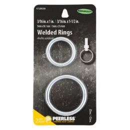 100 Bulk Welded Rings 2pk Zinc Peerless Carded
