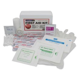 24 Bulk Pharmacy Best First Aid Box 42 Ct - 27 Ct Assorted Bandages, 4 Ct Alcohol Pads, 4 Ct Cleaning Wipes, 2 Ct Non Adhesive Pads, Non Woven Tape, Pbt Bandage, Scissor, Cotton Buds & Safety Glove