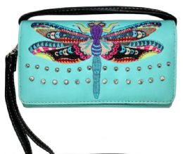 4 Bulk Western Wallet Purse Rainbow Dragonfly Design Mint