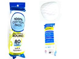 144 Bulk 80pc Cotton Pad Round 2.2 Inches Resealable Bag