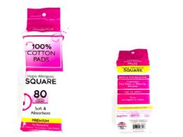 144 Bulk 80pc Cotton Pad Square 2 Inches X 2.36 Inches In Resealable Bag