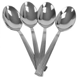 24 Bulk Home Basics Eternity 4 Piece Stainless Steel Dinner Spoon Set, Silver