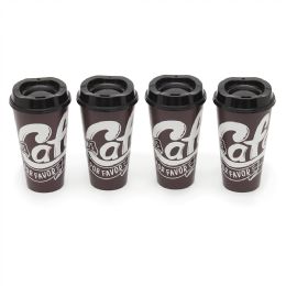28 Bulk Home Basics 4 Pack Reusable Coffee Cups With Lids, Brown