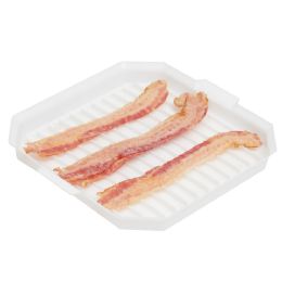 24 Bulk Home Basics Plastic Microwave Cooking Tray, White
