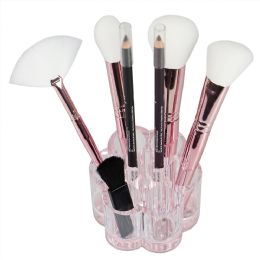 12 Bulk Home Basics Round Plastic Cosmetic Organizer With Rose Bottom