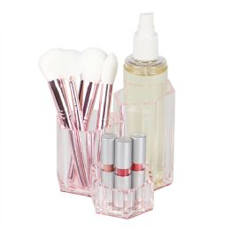 12 Bulk Home Basics TrI-Stand Plastic Cosmetic Organizer With Rose Bottom