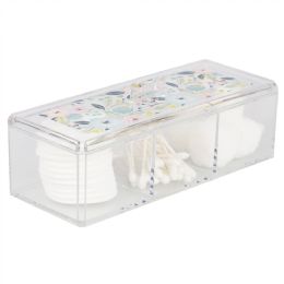 12 Bulk Home Basics Floral Plastic Cosmetic Box, Clear