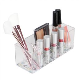 12 Bulk Home Basics Floral Large Plastic Cosmetic Organizer, Clear