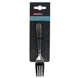 24 Bulk Home Basics Hammered Stainless Steel Salad Forks, (pack Of 4), Silver