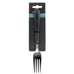 24 Bulk Home Basics Hammered Stainless Steel Dinner Forks, (pack Of 4), Silver