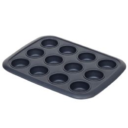 12 Bulk Michael Graves Design Textured NoN-Stick 12 Cup NoN-Stick Carbon Steel Muffin Pan, Indigo
