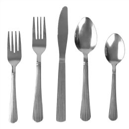 12 Bulk Home Basics Danbury 20 Piece Stainless Steel Flatware Set, Silver