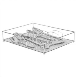12 Bulk Home Basics 22 Piece Stainless Steel Flatware Entertaining Set With Cutlery Tray, Silver