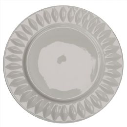 24 Bulk Home Basics Embossed Circle 10.5" Ceramic Dinner Plate, White