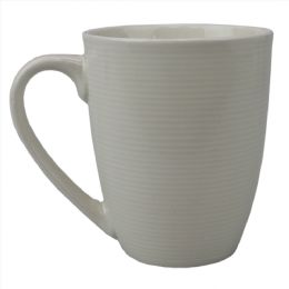 24 Bulk Home Basics Embossed Thread 14 Oz Ceramic Mug, White