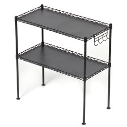 Bulk Home Basics 2 Tier Microwave Rack, Black