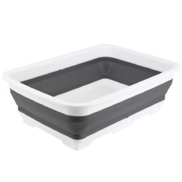 12 Bulk Michael Graves Design Pop Up Collapsible White Plastic And Grey Silicone Dish Pan