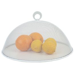 24 Bulk Home Basics Round Mesh Collapsible Food Plate Cover, White