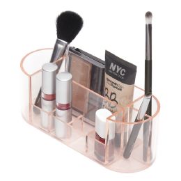 12 Bulk Home Basics Leopard 8 Compartment Cosmetic Organizer, Pink