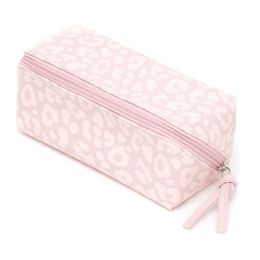 12 Bulk Home Basics Leopard Zippered Cosmetic Accessory Case, Pink