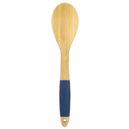 24 Bulk Michael Graves Design Bamboo Serving Spoon With Indigo Silicone Handle