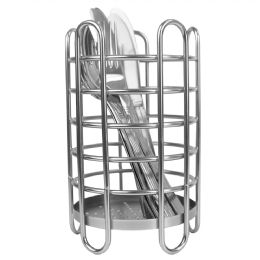 12 Bulk Home Basics Simplicity Collection FreE-Standing Utensil  And Cutlery Holder With Quick Draining Holes, Satin Chrome