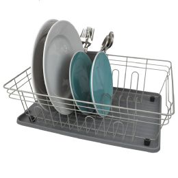 6 Bulk Home Basics Contempo 3 Piece Dish Rack, Grey