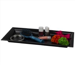 12 Bulk Home Basics Plastic Vanity Tray, Black