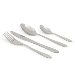 12 Bulk Home Basics Sleek 16 Piece Stainless Steel Flatware Set, Silver