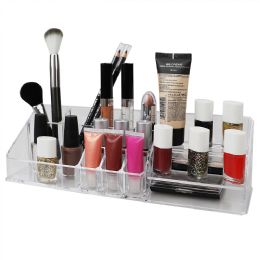 12 Bulk Home Basics Deluxe Make Up Palette Plastic Cosmetic Organizer, Clear