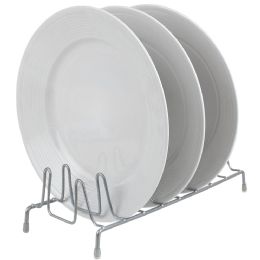 6 Bulk Home Basics Vinyl Coated Steel Plate Rack, Silver