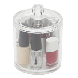 12 Bulk Home Basics Small Plastic Cosmetic Organizer With Lid, Clear