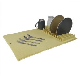 12 Bulk Home Basics 3 Section Dish Drying Rack With Mat, Gold
